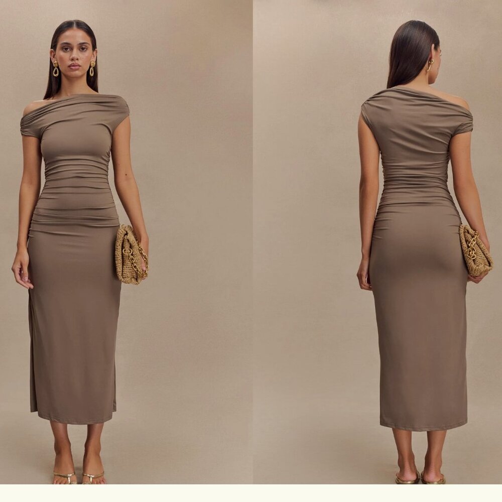Meshki Alayna Recycled Nylon Midi Dress - Coco *like new - worn once*